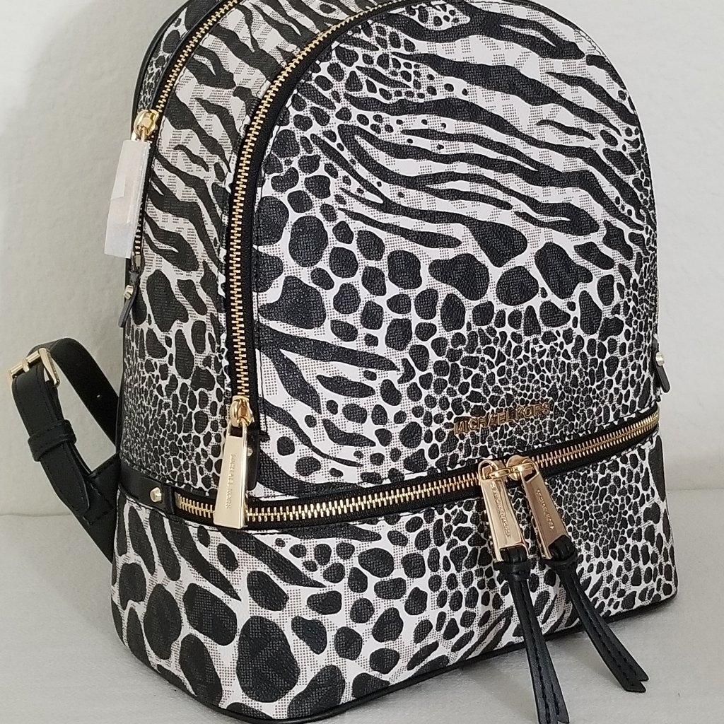 Rhea Medium Studded Logo and Leopard Calf Hair Backpack 5 out of 5 Customer Rati Michael Kors Rhea small studded leather backpack|30S5SEZB5L085 main image 2